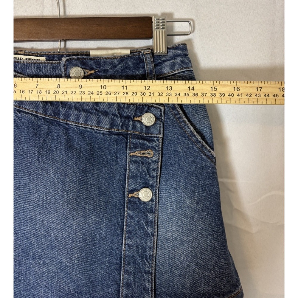 Free People Wynne Denim Skirt Size 25 Blue Casual Button Up Wrap Preppy Y2K - Picture 8 of 12